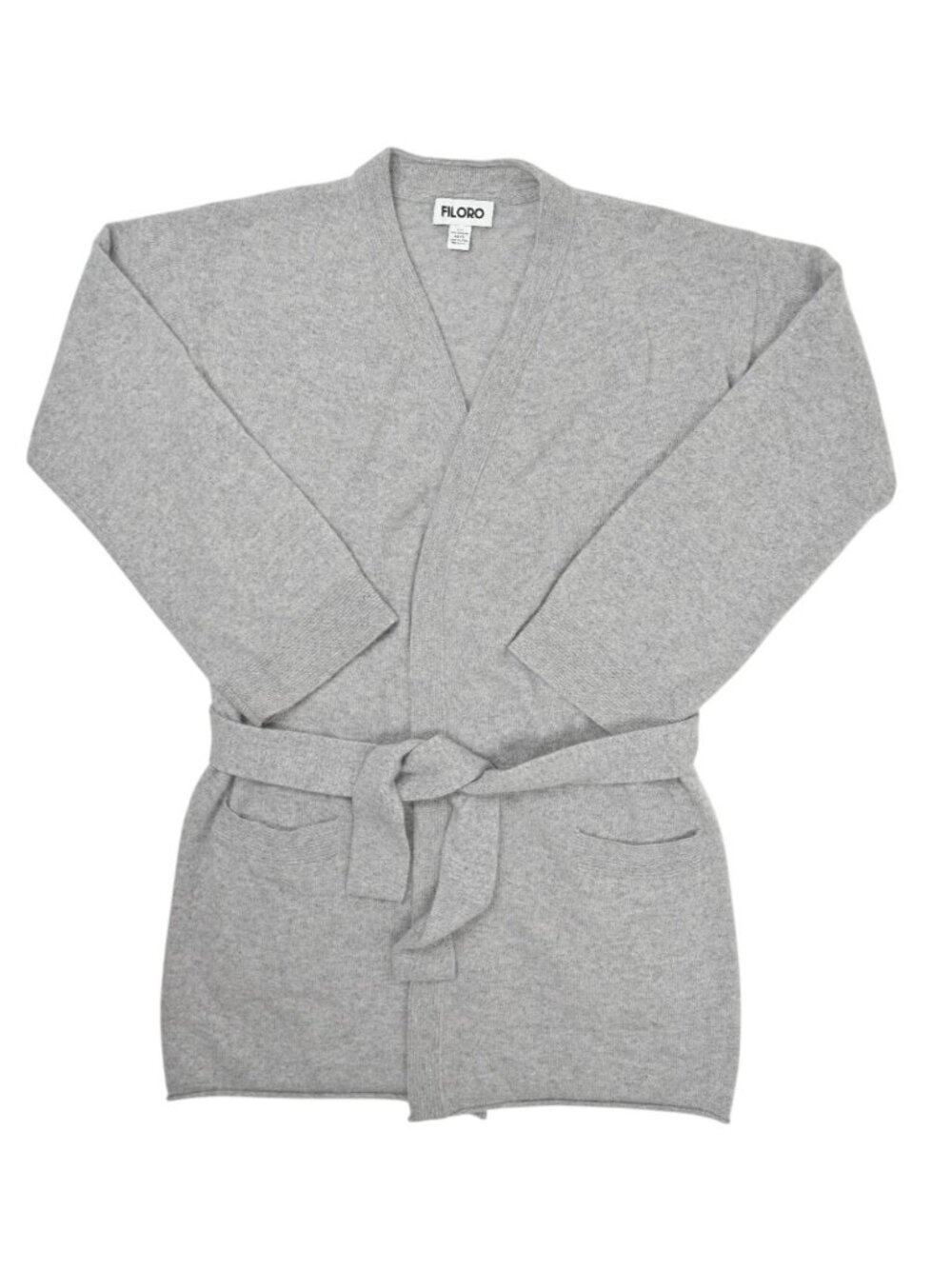 Filoro 2-Ply Cashmere Cardigan in Grey